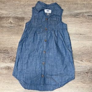 Old Navy sleeveless blue chambray button up shirt dress 3T